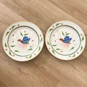 RARE 2 X Royal Danube Dinner Plates Hand Painted Bird By‎ Seres Erzsebet 9 3/4”